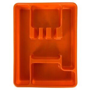 Vintage Lustro-Ware Cutlery Silverware Flatware Tray Organizer Orange Plastic